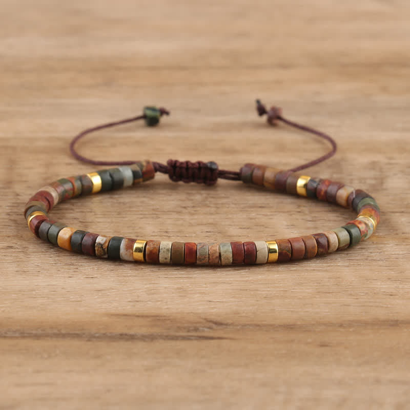 Adjustable Seraphina bracelet for women, featuring braided design and natural stone beads.