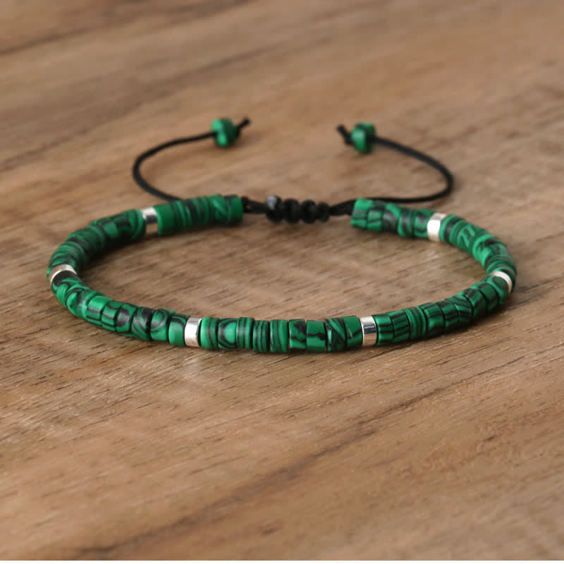 Handmade Seraphina women's bracelet, braided with natural stone rollers. Adjustable fit.