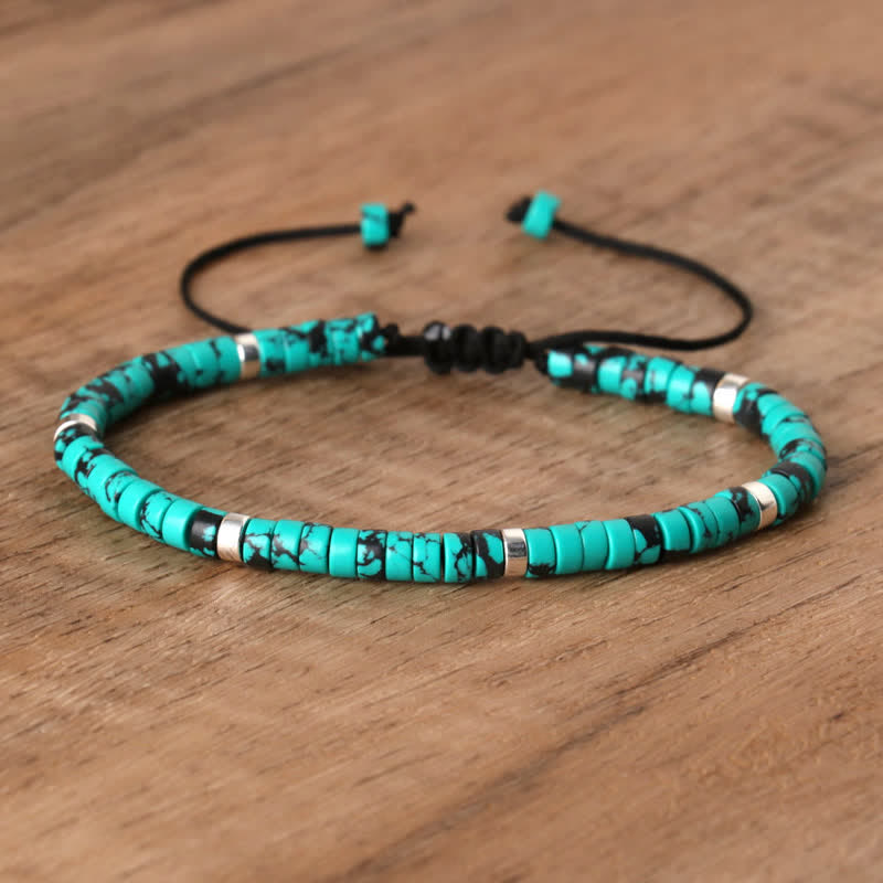 Elegant Seraphina women's braided bracelet, showcasing 2.4mm natural stone rollers.