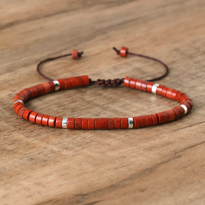 Adjustable Seraphina women's braided bracelet, with natural gemstone rollers.