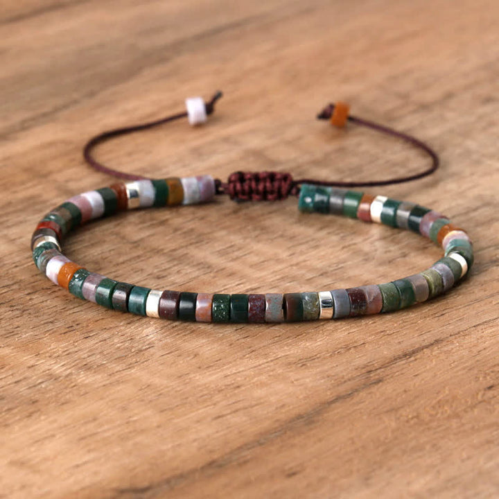Versatile Seraphina women's bracelet, braided & adjustable, with natural stone rollers.