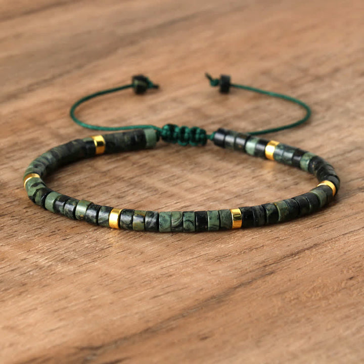 Women's Seraphina braided bracelet with 2.4mm natural stone rollers. Healing & stylish.