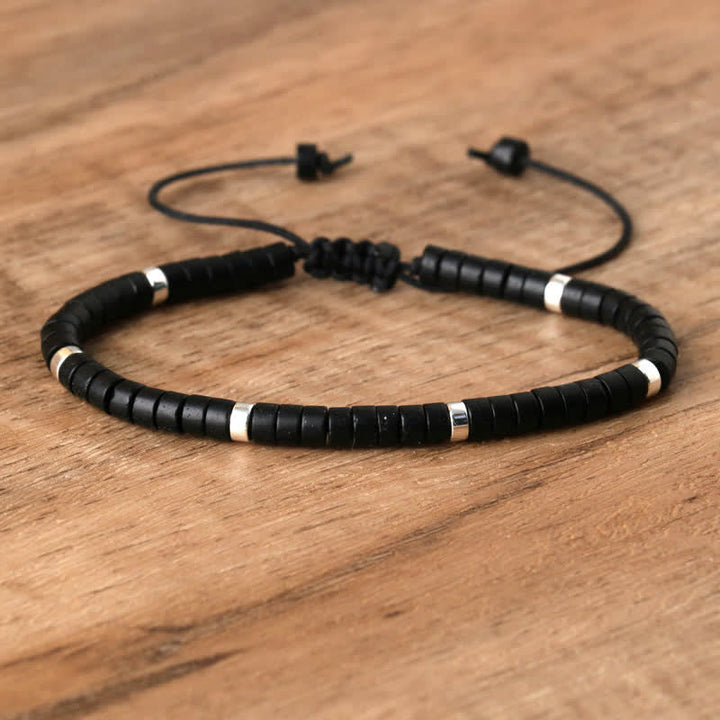 Handmade Seraphina women's bracelet, braided with natural stone rollers. Spiritual design.