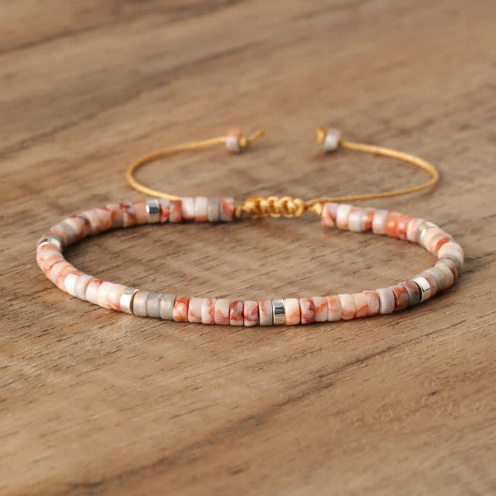 Versatile Seraphina women's bracelet, braided with natural stone rollers. Easy to wear.