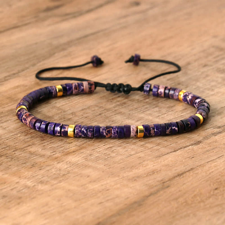 Women's Seraphina braided bracelet, 2.4mm natural stone rollers. Handcrafted & elegant.