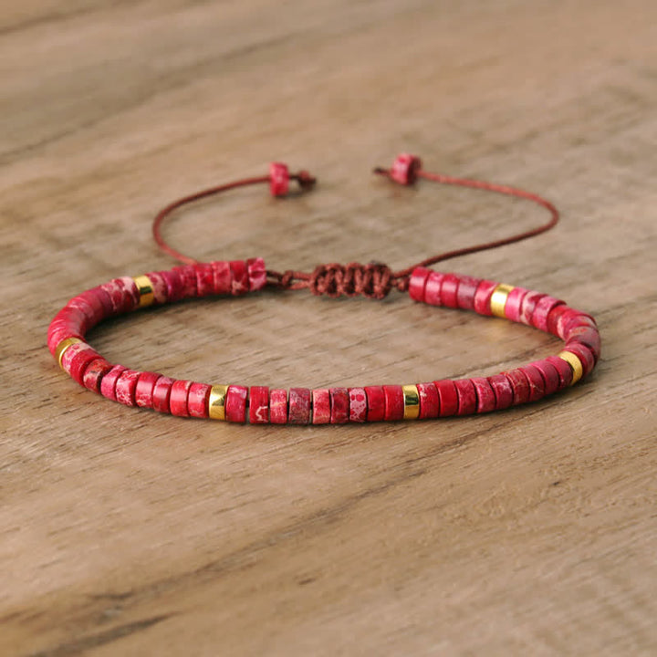 Handmade Seraphina women's bracelet, braided with natural stone rollers. Durable & beautiful.