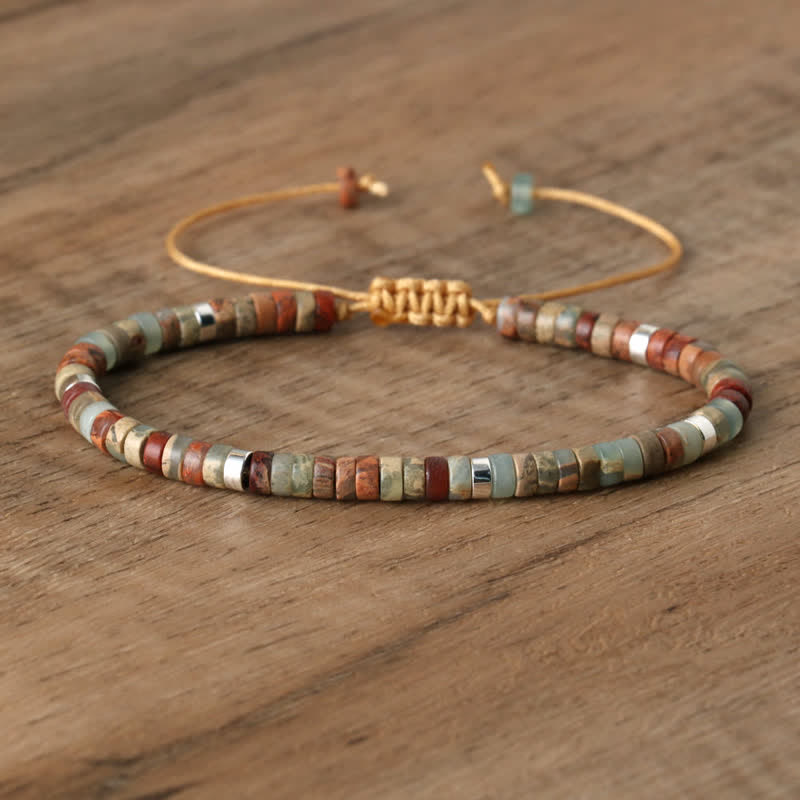 Elegant Seraphina women's bracelet, braided with natural stone rollers. A delicate piece.