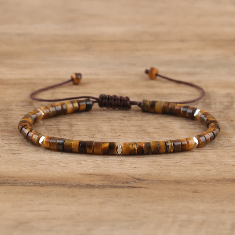 Versatile women's natural stone roller bracelet, Seraphina, with a braided band.