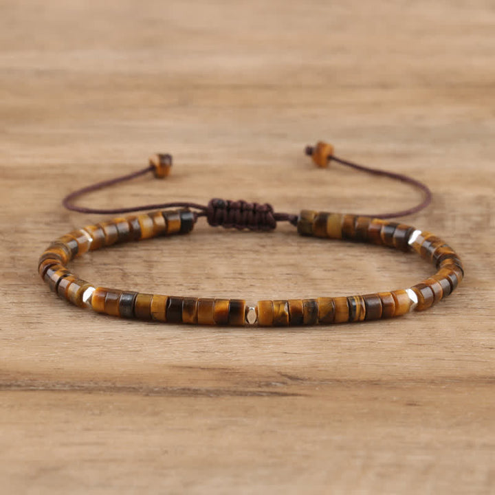 Versatile women's natural stone roller bracelet, Seraphina, with a braided band.