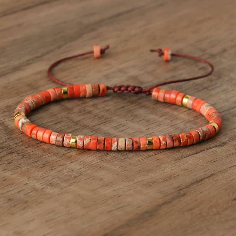 Spiritual Seraphina women's braided bracelet, natural healing stone rollers. Unique style.