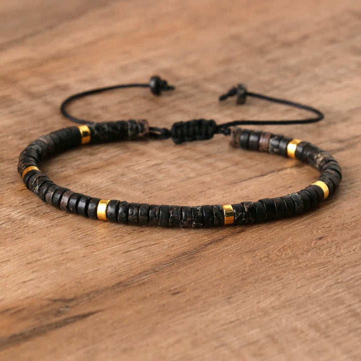Women's Seraphina braided bracelet, 2.4mm natural stone rollers. Comfort fit.