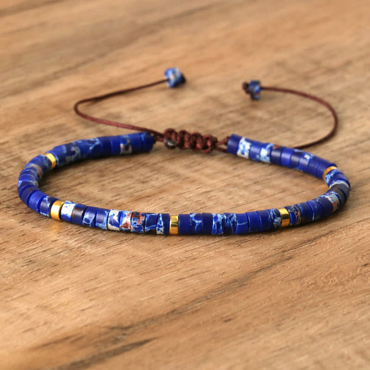Handmade Seraphina women's bracelet, braided with natural stone rollers. Fine craftsmanship.