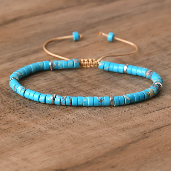 Adjustable Seraphina women's braided bracelet, with 2.4mm natural stone rollers.