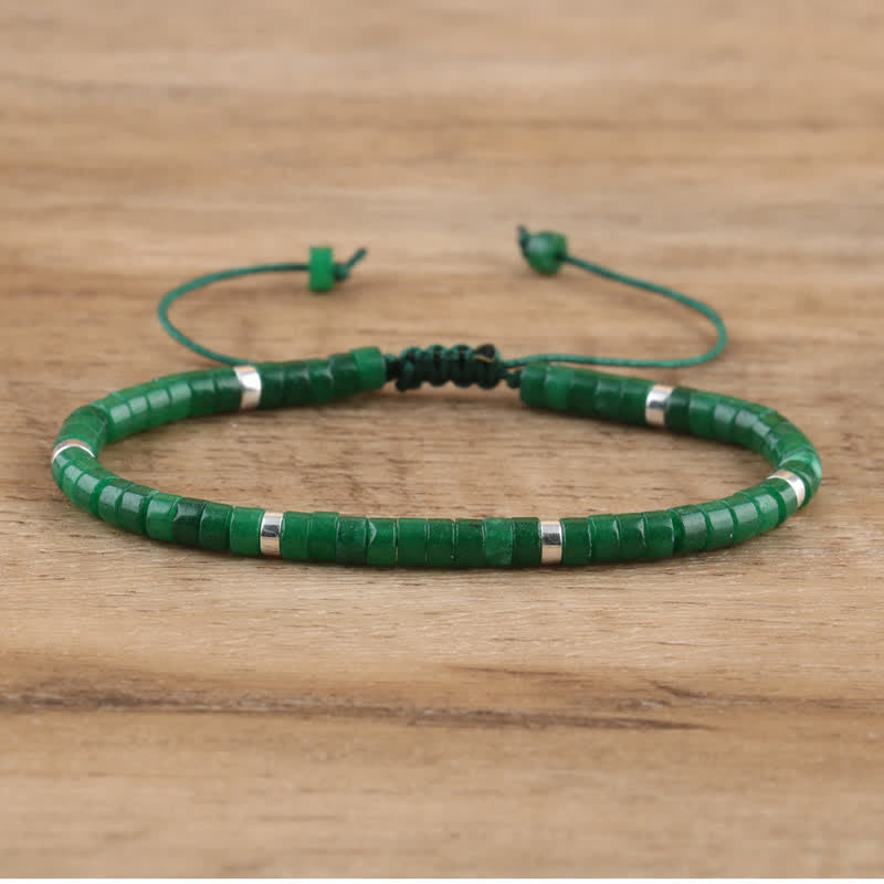 Stylish Seraphina women's bracelet with braided cord and natural stone roller beads.