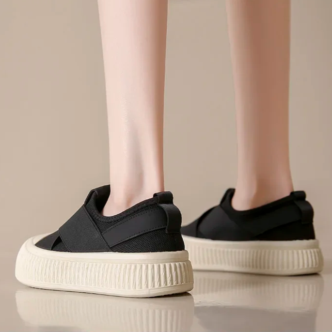 Stylish laceless Seraphine platform loafers in black, offering effortless comfort.