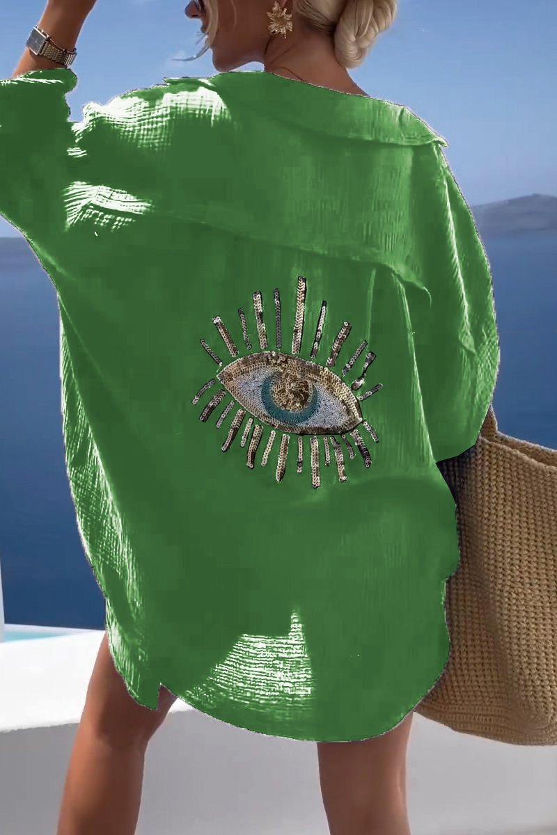 Essential women's summer tunic by Serena, lightweight, long-sleeve, with a stylish embellished back detail.