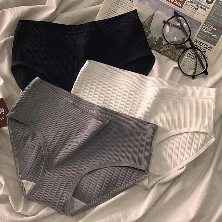 Women's Serene Ribbed Cotton High-Rise Panties, 3-pack. Soft, breathable, and comfortable cotton briefs.