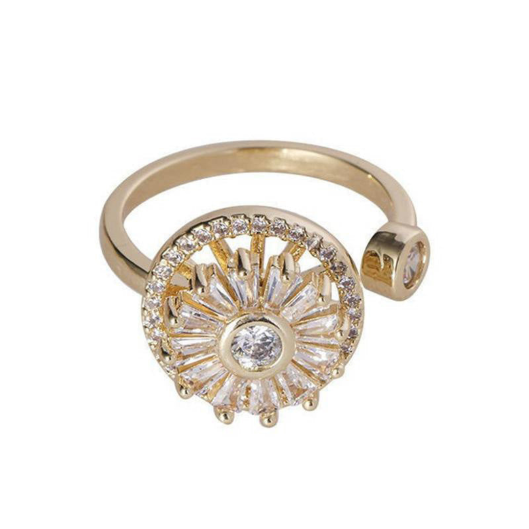 Elegant silver women's spinner ring, Serenio design, for anxiety relief & mindful meditation.