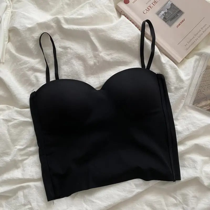 Value pack: Women's Set of 4 spaghetti strap tank tops, breezy design and built-in bandeau bra.
