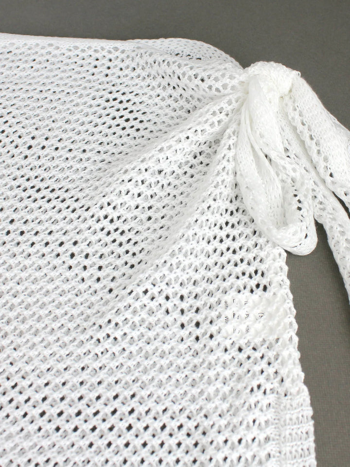 Women's mesh swim skirt cover up, sheer and adjustable. Perfect for summer swimwear.