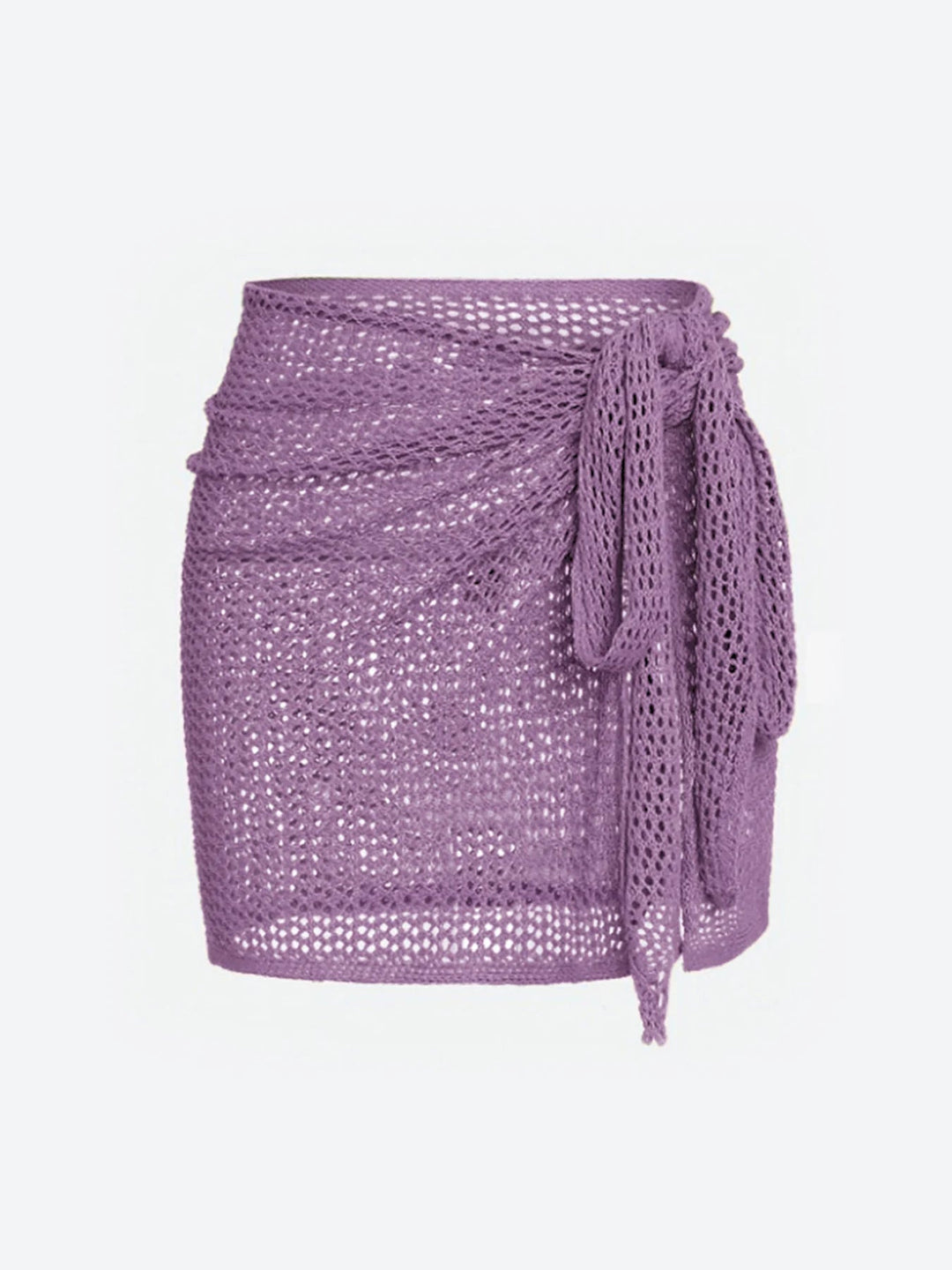 High-slit sheer mesh wrap skirt cover up. Women's beachwear for stylish summer outfits.