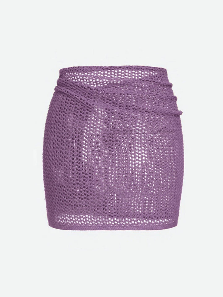 Adjustable women's sheer mesh swim skirt cover up. Versatile resort & beach fashion.