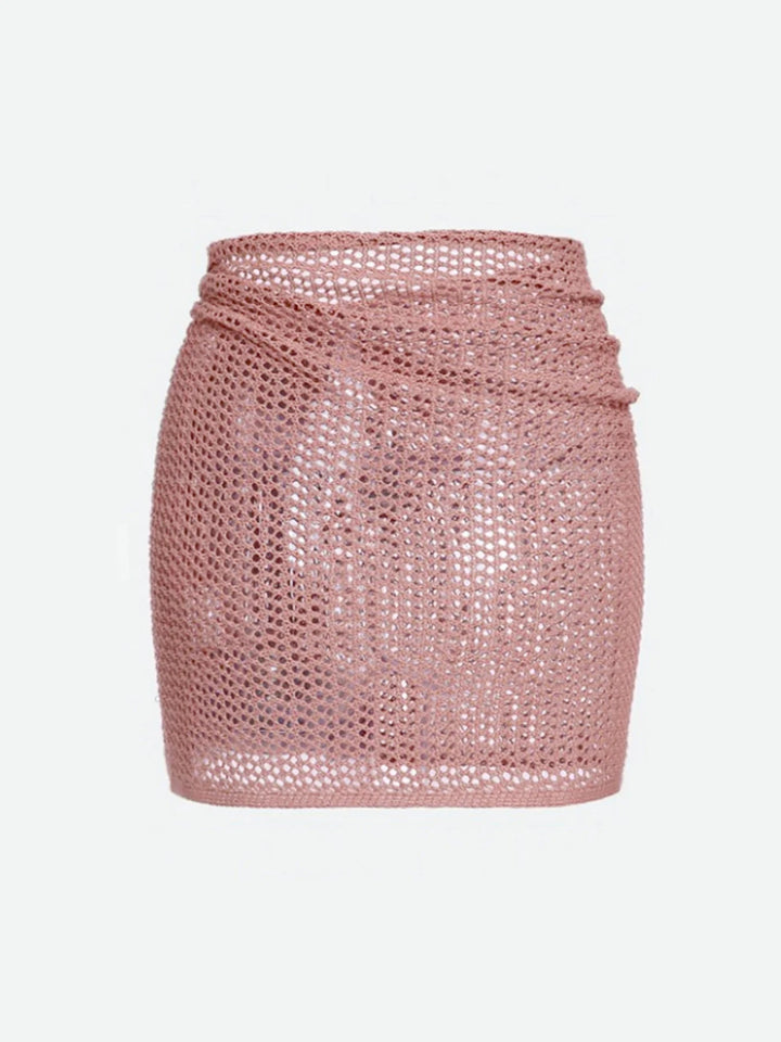 Women's sheer mesh wrap swim skirt cover up. Adjustable fit for comfortable beachwear.