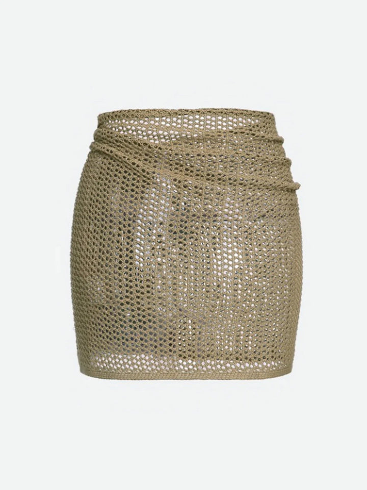 Sheer mesh high-slit swim skirt cover up for women. Perfect resort wear & beachwear.