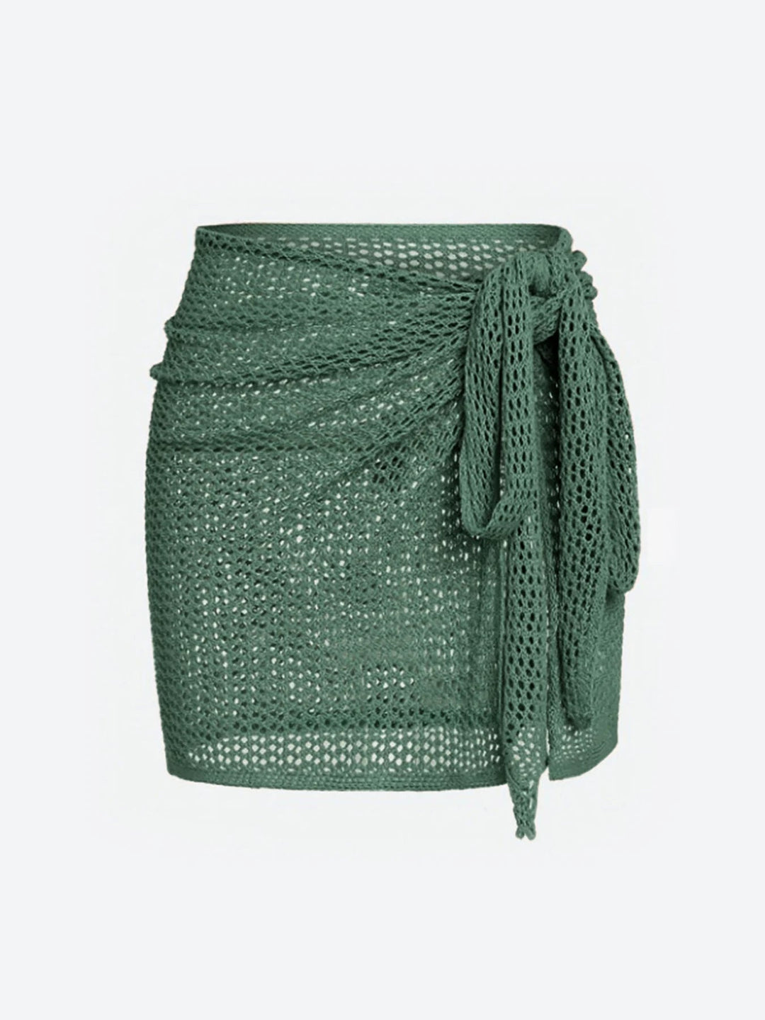 Stylish high-slit mesh swim skirt cover up. Women's versatile beachwear essential.