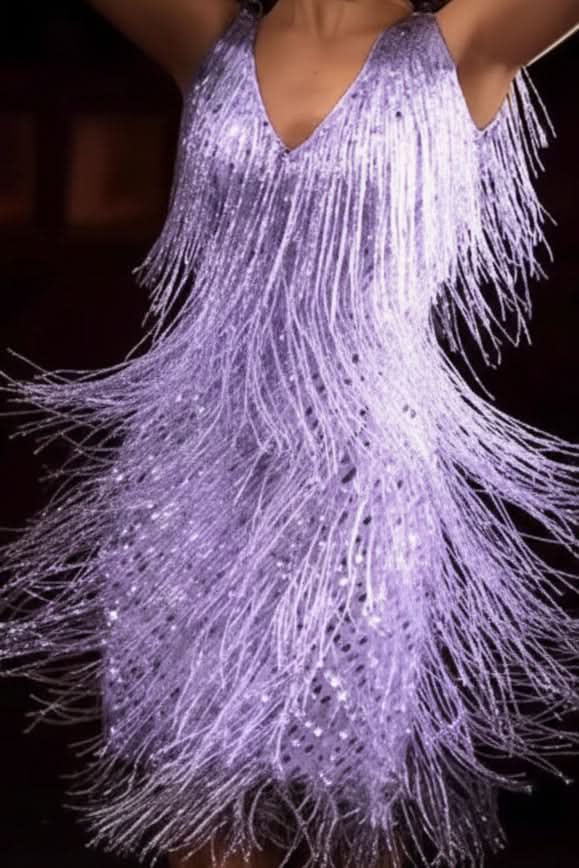 Women's shimmering A-line fringe dress, a captivating choice for parties, evening wear, and special occasions.