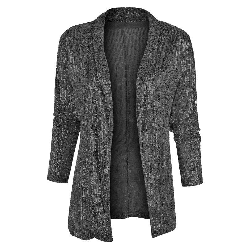 Trendy women's shimmering sequin vest, glitter detail, a perfect sleeveless top for elegant spring parties.