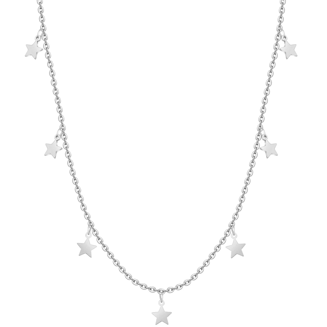 Delicate shimmering star necklace for women, gold & silver plated, perfect for layered celestial jewelry.