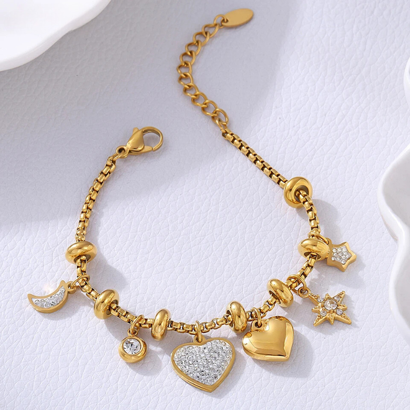 Women's shimmering zircon eternal love bracelet, elegant and dainty jewelry accessory.