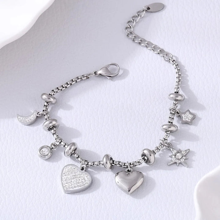 Adjustable, non-tarnish women's bracelet with shimmering zircon, a perfect love jewelry gift.