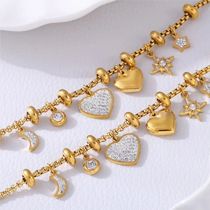 Elegant women's fashion bracelet, shimmering zircon design for eternal love, dainty accessory.