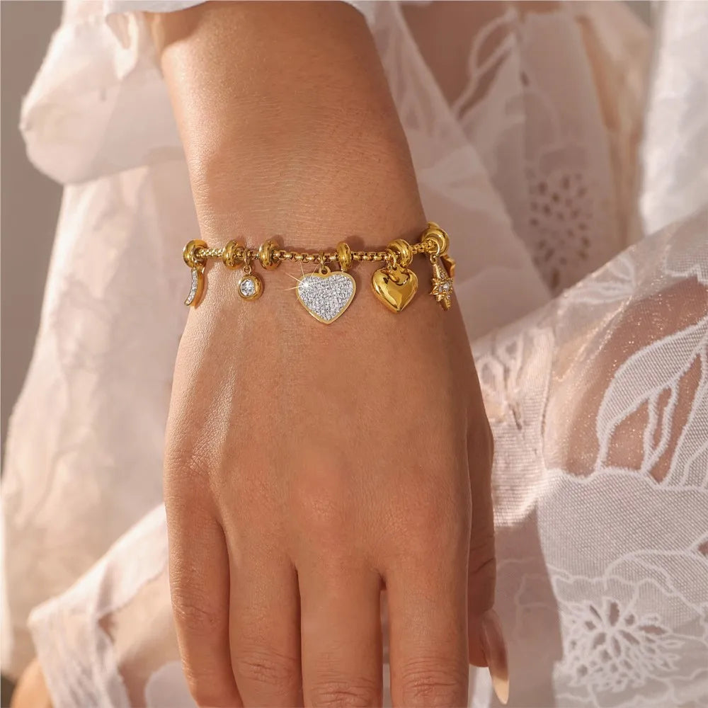 Shimmering zircon eternal love bracelet, an elegant and adjustable women's jewelry gift for her.