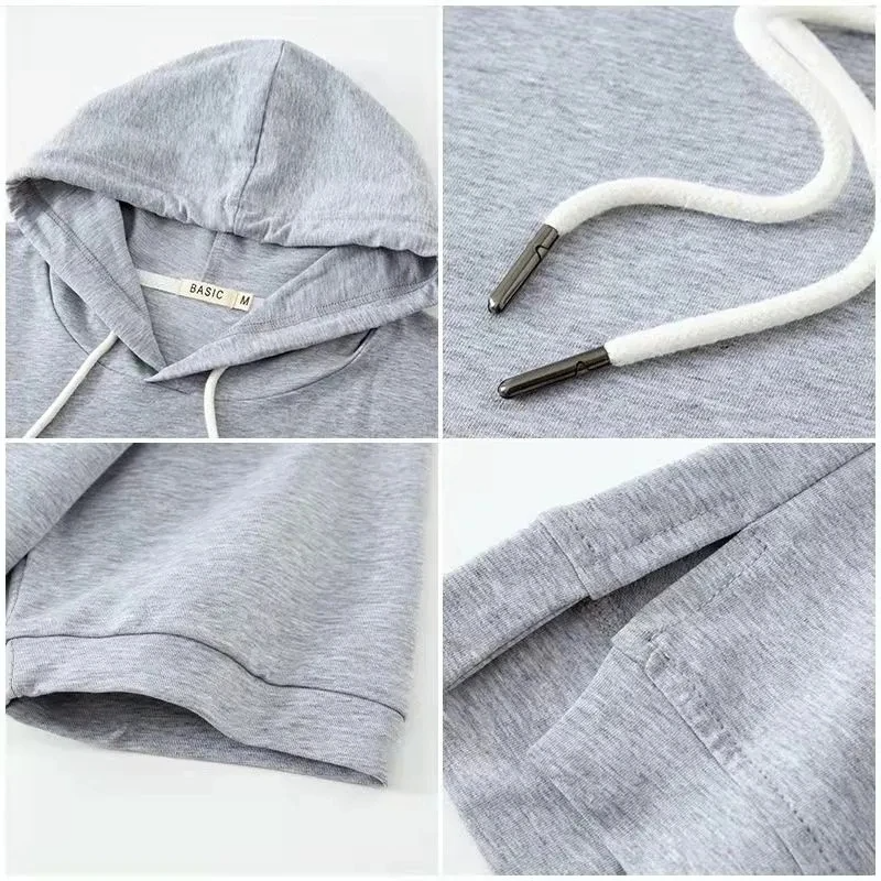 Chic women's short-sleeve hoodie, relaxed fit, perfect for modern spring fashion, summer tops & athleisure style.