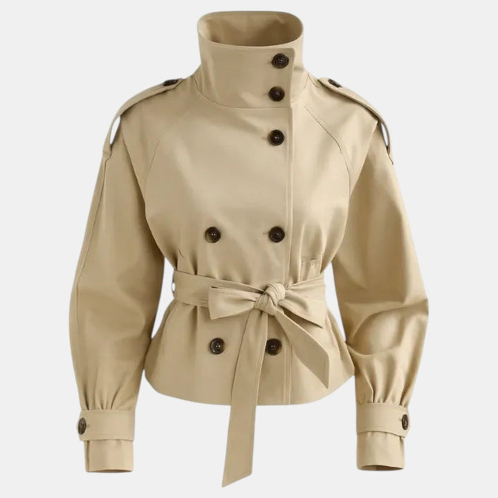 Women's short trench coat, lightweight and stylish, perfect for spring or fall weather.
