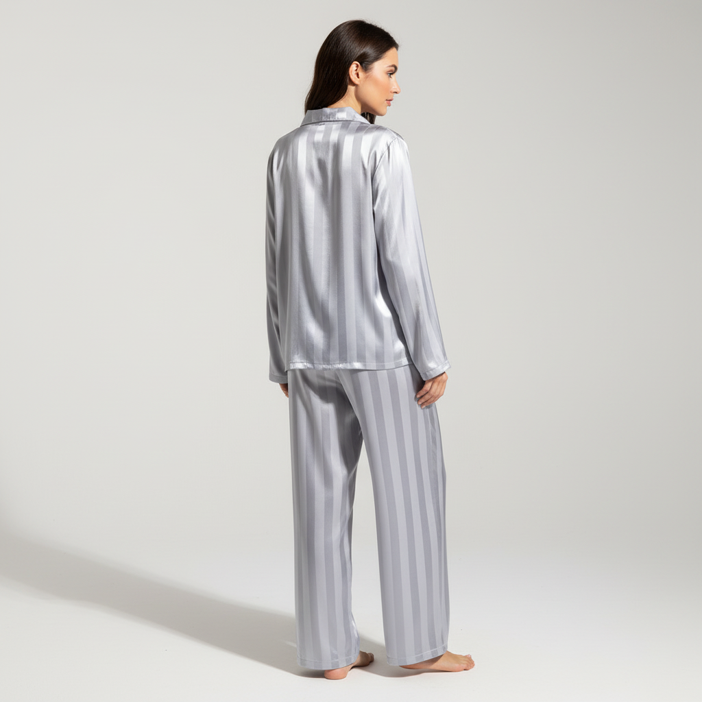 Carla women's satin pajamas, a comfortable and stylish nightwear set, perfect for lounging.