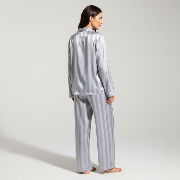 Carla women's satin pajamas, a comfortable and stylish nightwear set, perfect for lounging.