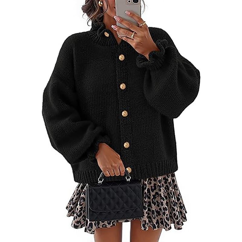 Women's Sines buttoned cardigan, elegant long-sleeve sweater. Perfect for versatile everyday chic & comfortable style.
