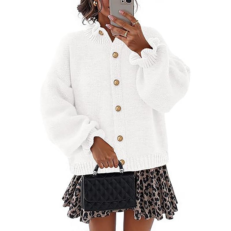 Stylish Sines buttoned cardigan sweater for women, elegant long-sleeve layering piece, comfortable & chic.
