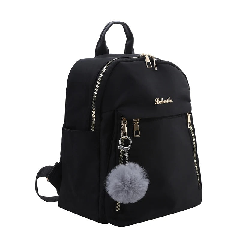 Versatile black PU leather shoulder bag backpack with classic style for women.