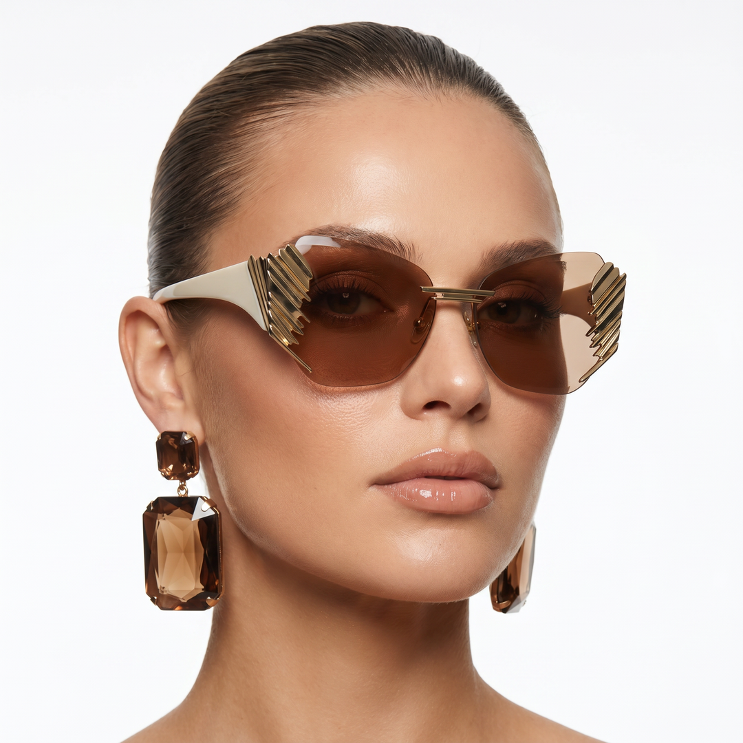 Black sleek women's sunglasses with mirrored gradient lenses; lightweight, anti-reflective eyewear.