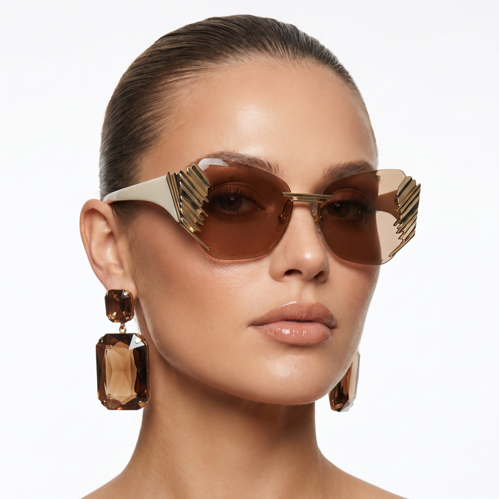 Black sleek women's sunglasses with mirrored gradient lenses; lightweight, anti-reflective eyewear.