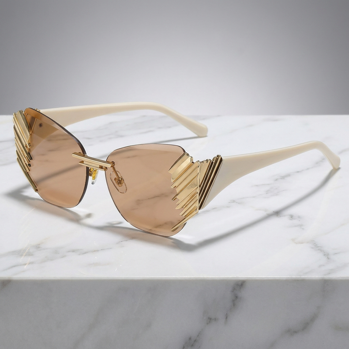 Sleek women's sunglasses with mirrored gradient lenses, providing lightweight design and eye protection.