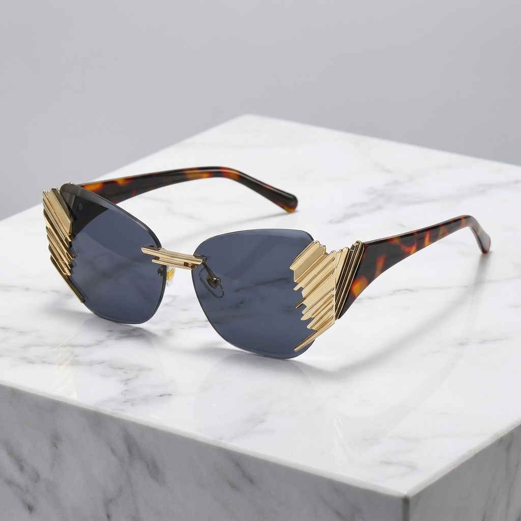 Modern women's sleek mirrored sunglasses with a stylish gradient tint; a chic fashion accessory.