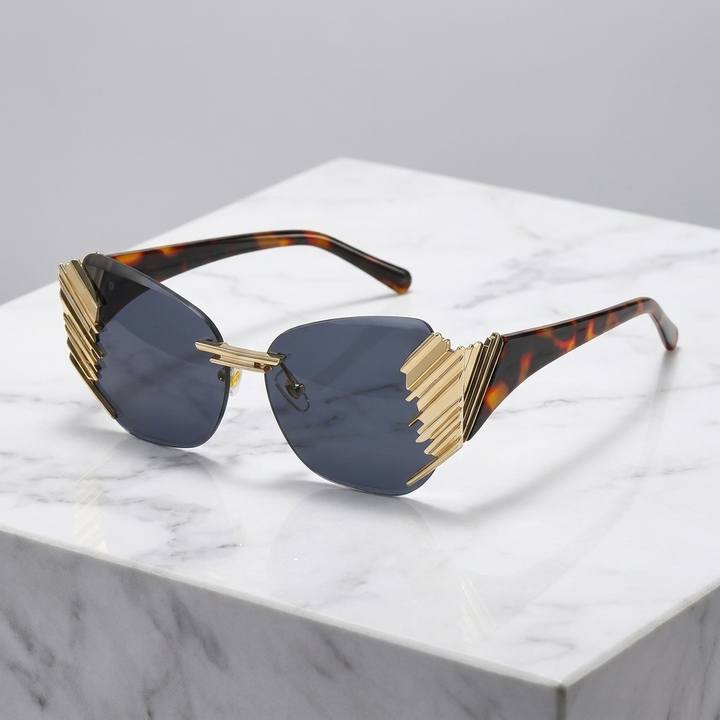 Modern women's sleek mirrored sunglasses with a stylish gradient tint; a chic fashion accessory.