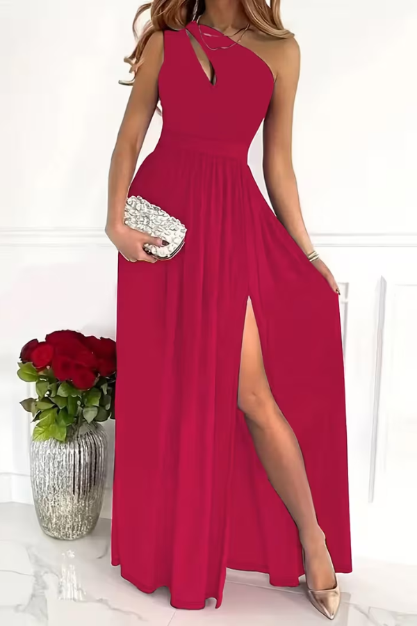 Stunning one shoulder slim fit maxi dress for women, perfect for elegant formal occasions and evening parties.