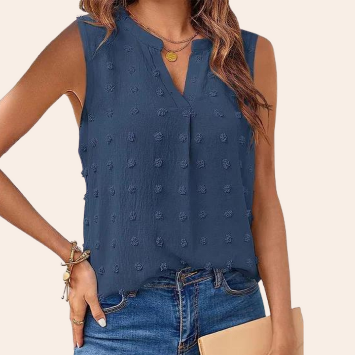 Versatile white sleeveless blouse top for women, perfect for professional or casual wear